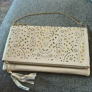 Large vegan leather clutch